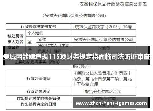 曼城因涉嫌违规115项财务规定将面临司法听证审查